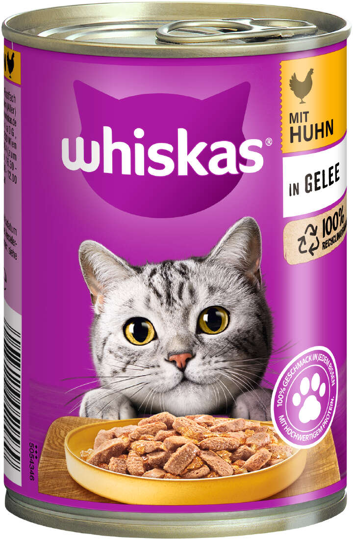 whiskas Katzen-Nassfutter 1+ mit Huhn in Gelee
